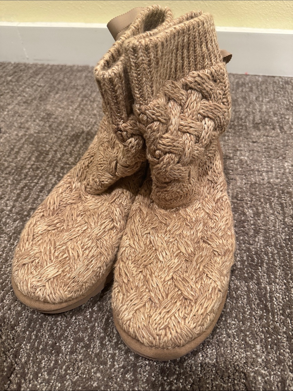 UGG Chestnut Knit Lace-Up Boot Slippers